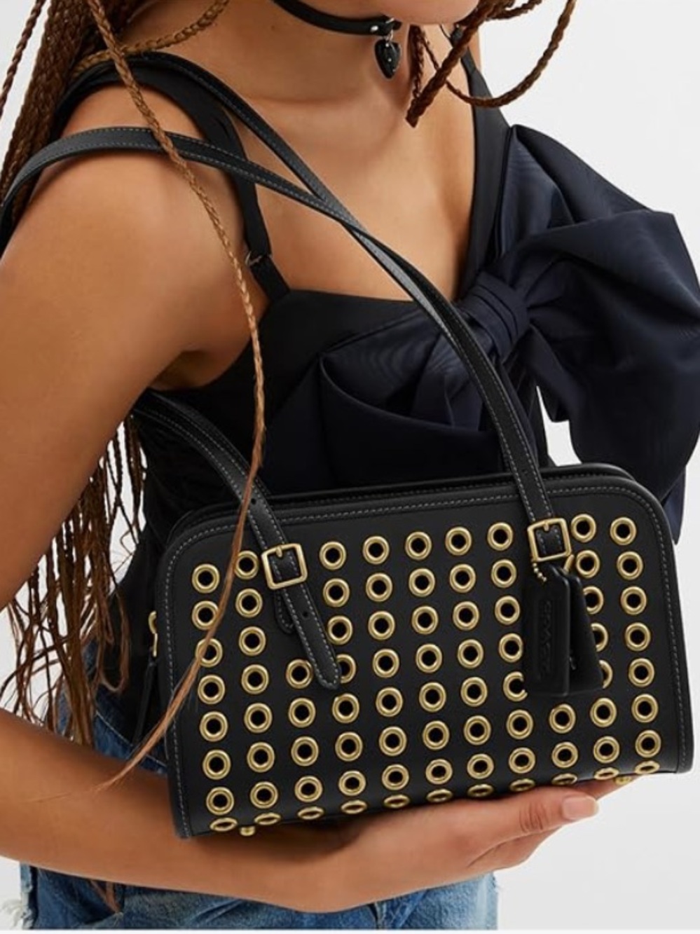 NWT Coach Swing Zip Bag with Grommets (Black) - Picture 3 of 5